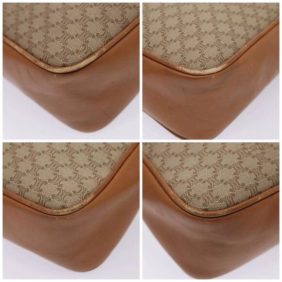 CELINE Macadam Canvas Shoulder Bag Beige Gold Auth - Picture 16 of 16